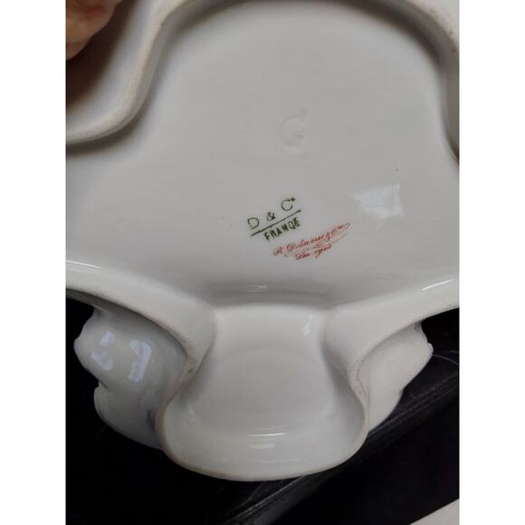 D& C Limoges Delinieves & Cie French Dresser Tray Purple Pansies porcelain Gold - Picture 5 of 8